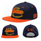 Custom Navy Navy Orange 3D Puff Embroidery Flat Embroidery Casual Sport Baseball Cap
