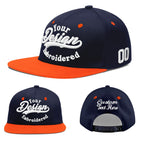 Custom Navy Navy Orange 3D Puff Embroidery Flat Embroidery Casual Sport Baseball Cap