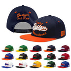 Custom Navy Navy Orange 3D Puff Embroidery Flat Embroidery Casual Sport Baseball Cap