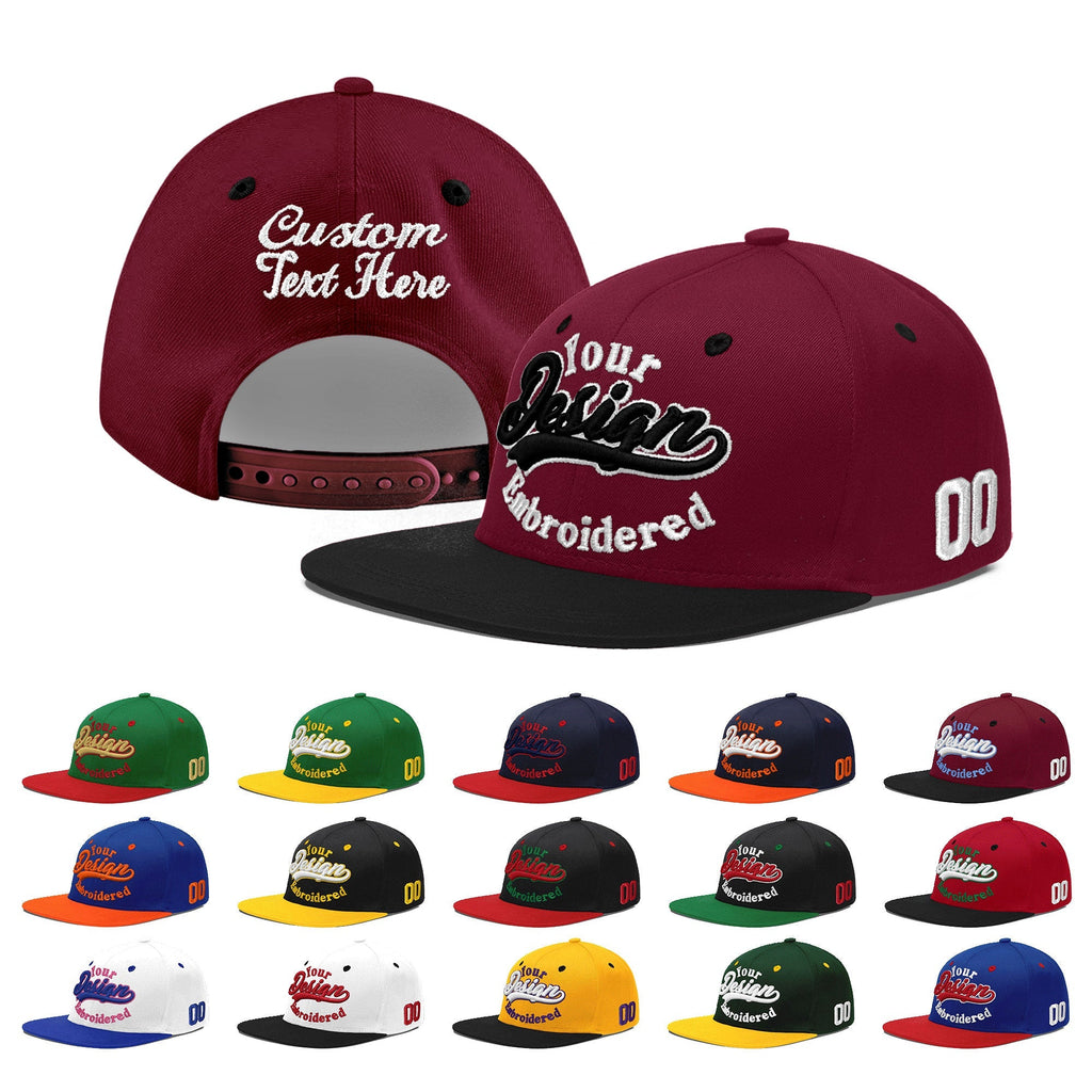Custom Crimson Black White Orange 3D Puff Embroidery Flat Embroidery Casual Sport Baseball Cap