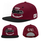 Custom Crimson Black White Orange 3D Puff Embroidery Flat Embroidery Casual Sport Baseball Cap