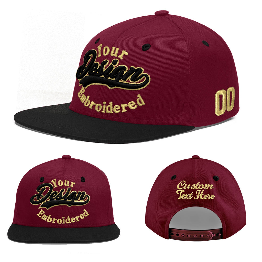 Custom Crimson Black White Orange 3D Puff Embroidery Flat Embroidery Casual Sport Baseball Cap