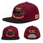 Custom Crimson Black White Orange 3D Puff Embroidery Flat Embroidery Casual Sport Baseball Cap