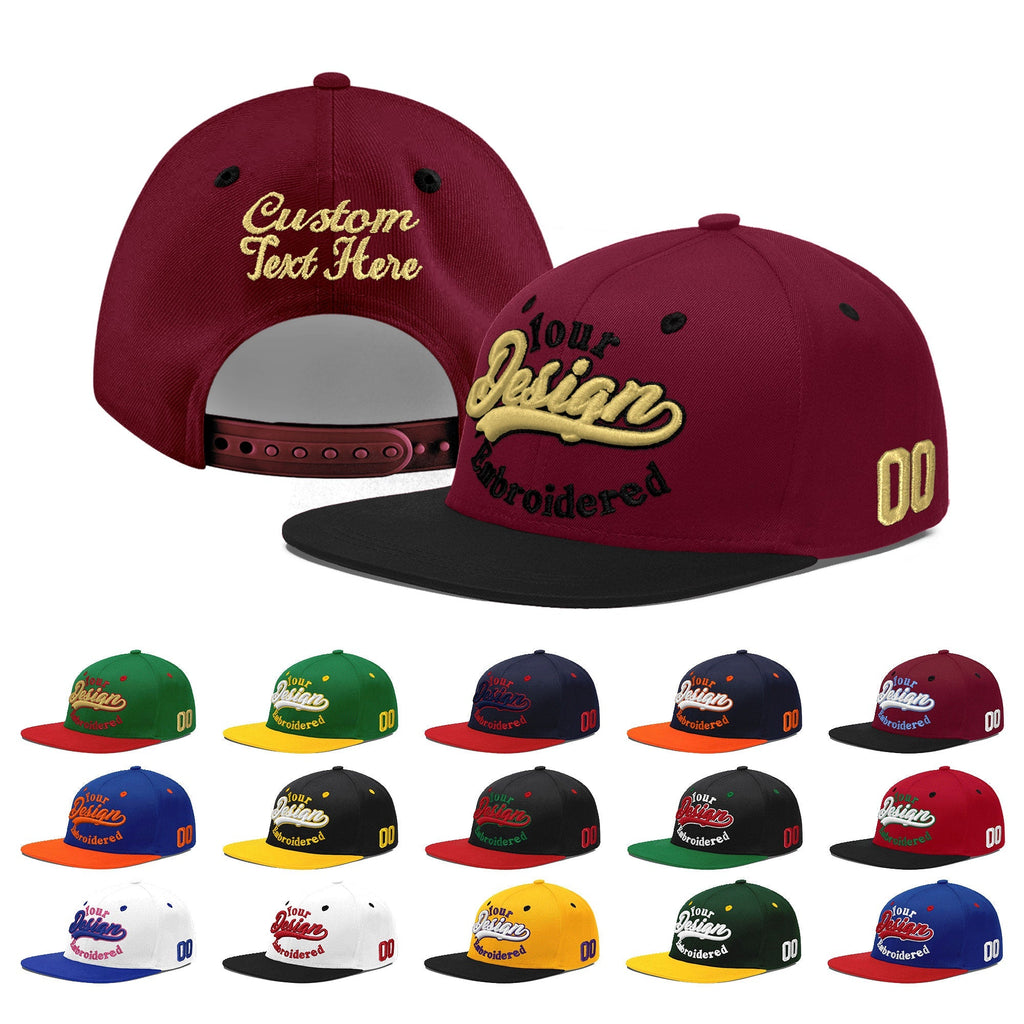 Custom Crimson Black White Orange 3D Puff Embroidery Flat Embroidery Casual Sport Baseball Cap