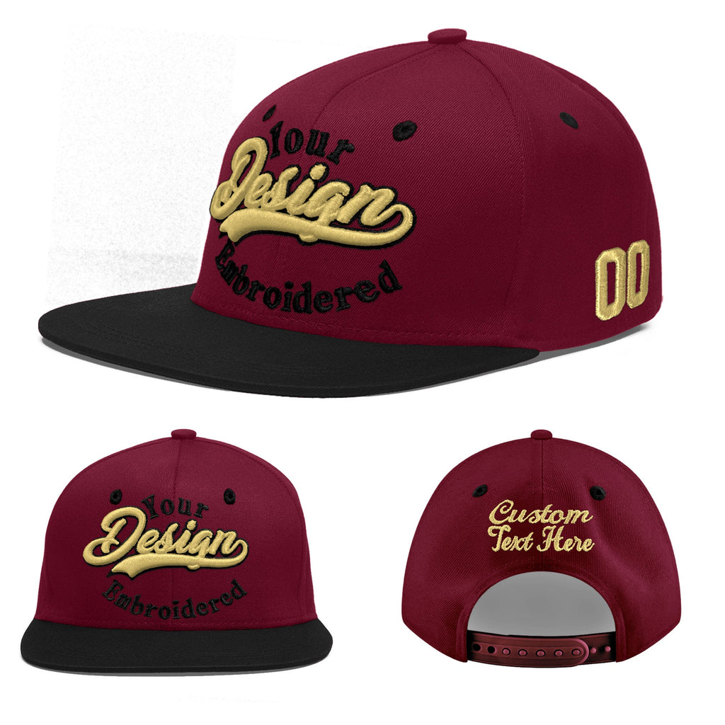 Custom Crimson Black White Orange 3D Puff Embroidery Flat Embroidery Casual Sport Baseball Cap