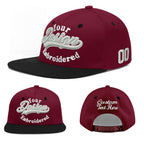 Custom Crimson Black 3D Puff Embroidery Flat Embroidery Casual Sport Baseball Cap