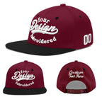 Custom Crimson Black 3D Puff Embroidery Flat Embroidery Casual Sport Baseball Cap