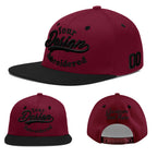 Custom Crimson Black 3D Puff Embroidery Flat Embroidery Casual Sport Baseball Cap