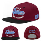 Custom Crimson Black 3D Puff Embroidery Flat Embroidery Casual Sport Baseball Cap