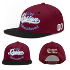 Custom Crimson Black 3D Puff Embroidery Flat Embroidery Casual Sport Baseball Cap