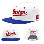 Custom White Royal Blue 3D Puff Embroidery Flat Embroidery Casual Sport Baseball Cap
