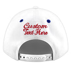 Custom White Royal Blue 3D Puff Embroidery Flat Embroidery Casual Sport Baseball Cap