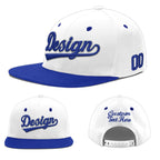 Custom White Royal Blue 3D Puff Embroidery Flat Embroidery Casual Sport Baseball Cap