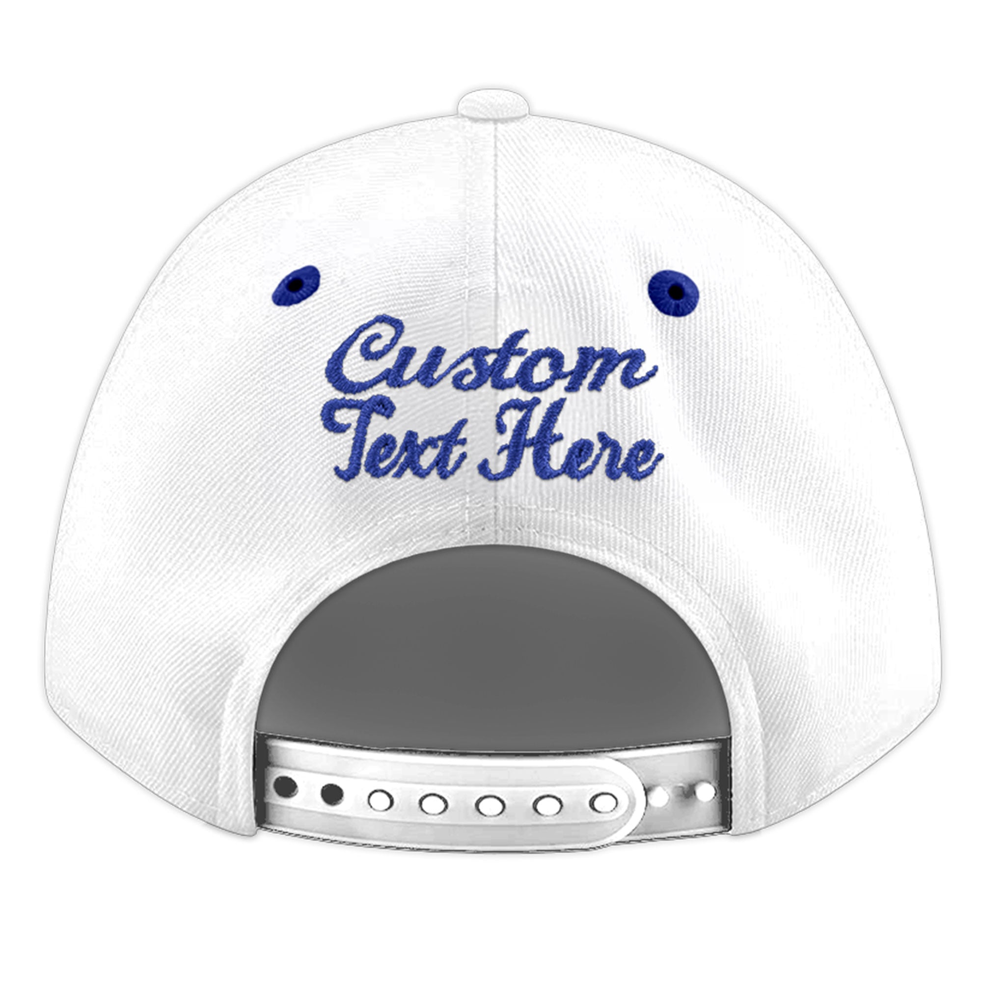 Custom White Royal Blue 3D Puff Embroidery Flat Embroidery Casual Sport Baseball Cap