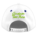 Custom White Royal Blue 3D Puff Embroidery Flat Embroidery Casual Sport Baseball Cap