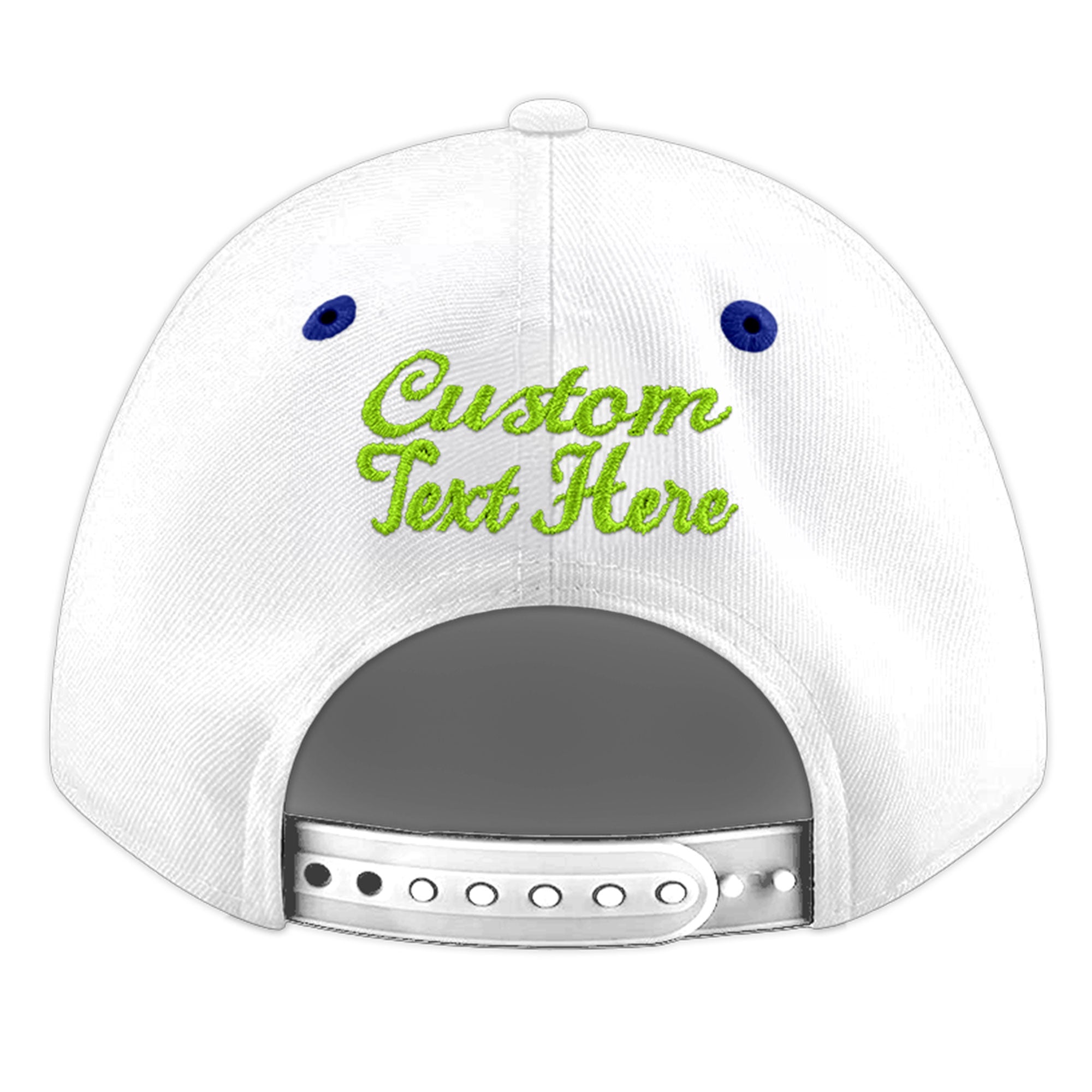 Custom White Royal Blue 3D Puff Embroidery Flat Embroidery Casual Sport Baseball Cap