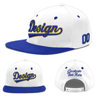 Custom White Royal Blue 3D Puff Embroidery Flat Embroidery Casual Sport Baseball Cap