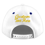Custom White Royal Blue 3D Puff Embroidery Flat Embroidery Casual Sport Baseball Cap