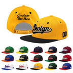 Custom Gold Black 3D Puff Embroidery Flat Embroidery Casual Sport Baseball Cap