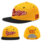 Custom Gold Black 3D Puff Embroidery Flat Embroidery Casual Sport Baseball Cap