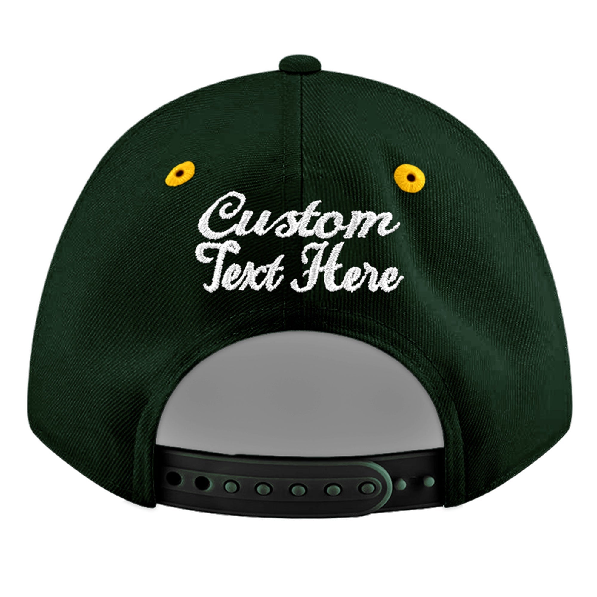 Custom Green Gold 3D Puff Embroidery Flat Embroidery Casual Sport Baseball Cap