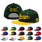 Custom Green Gold 3D Puff Embroidery Flat Embroidery Casual Sport Baseball Cap
