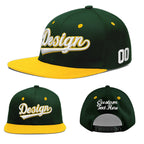 Custom Green Gold 3D Puff Embroidery Flat Embroidery Casual Sport Baseball Cap