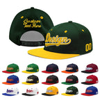 Custom Green Gold 3D Puff Embroidery Flat Embroidery Casual Sport Baseball Cap