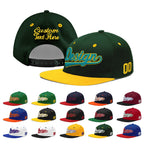 Custom Green Gold 3D Puff Embroidery Flat Embroidery Casual Sport Baseball Cap