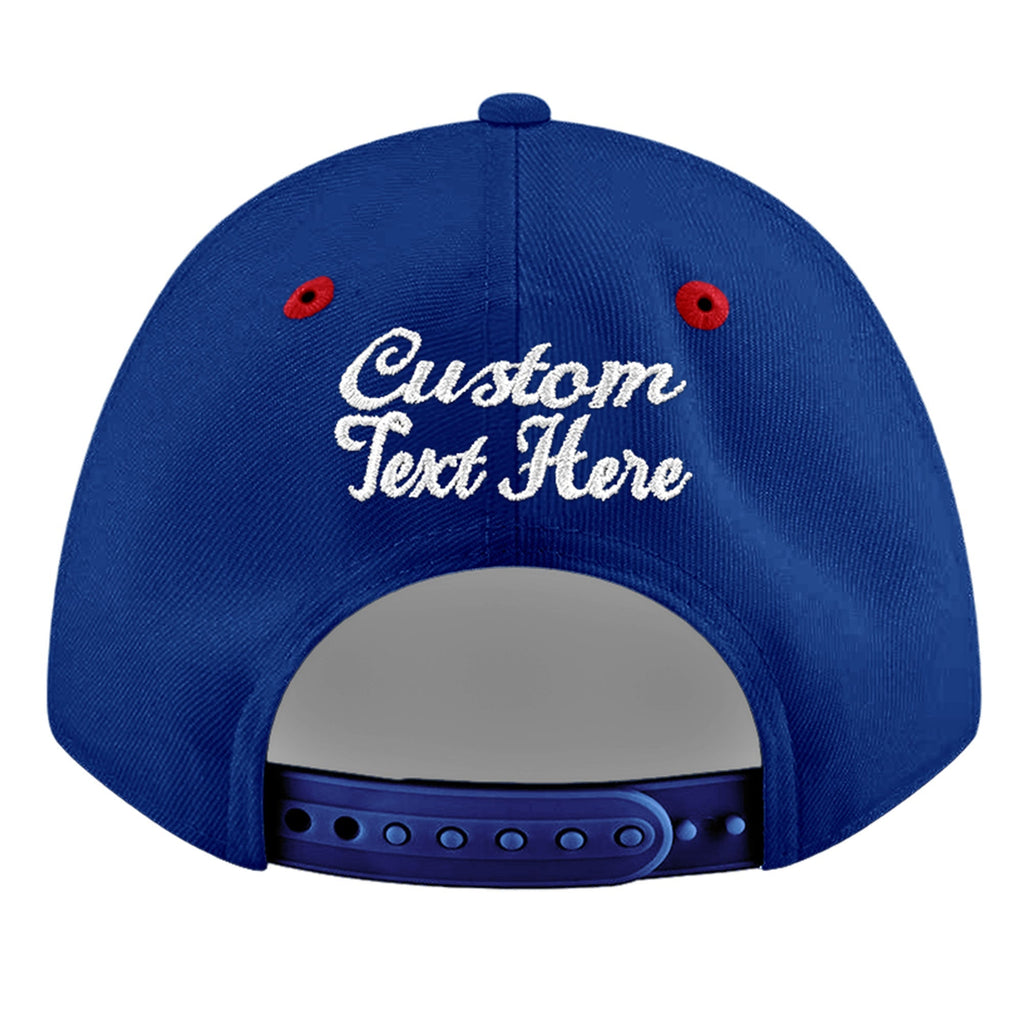 Custom Royal Blue Red 3D Puff Embroidery Flat Embroidery Casual Sport Baseball Cap