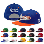 Custom Royal Blue Orange 3D Puff Embroidery Flat Embroidery Casual Sport Baseball Cap