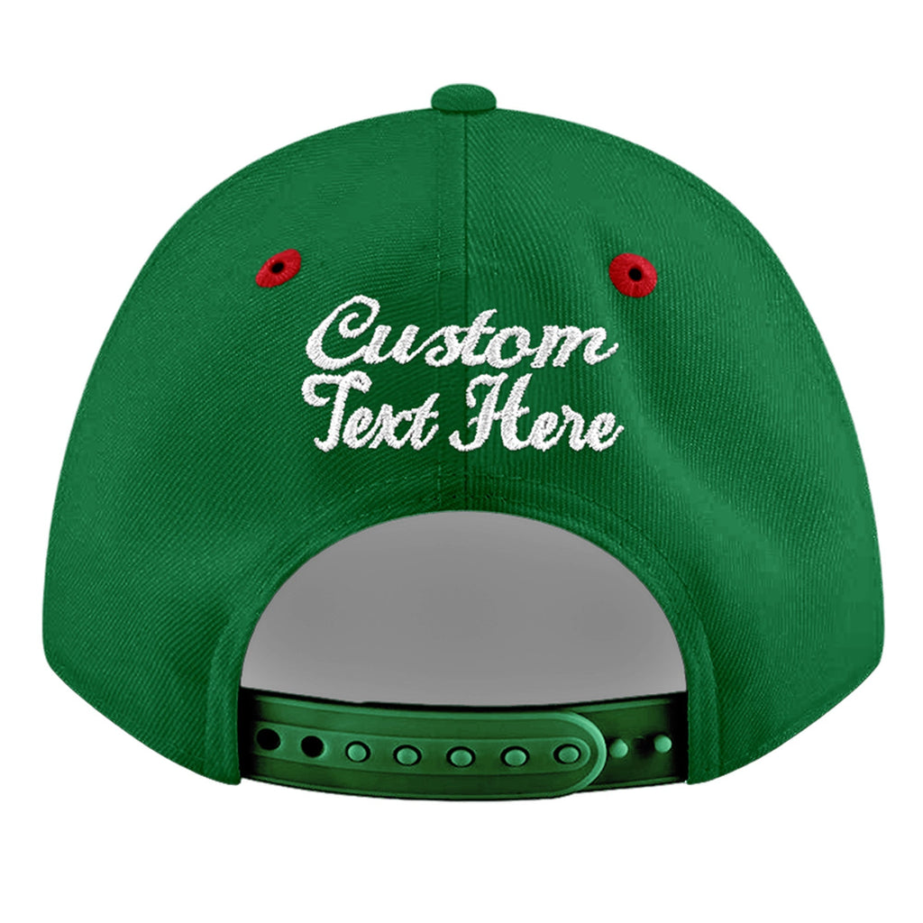 Custom Kelly Green Red 3D Puff Embroidery Flat Embroidery Casual Sport Baseball Cap