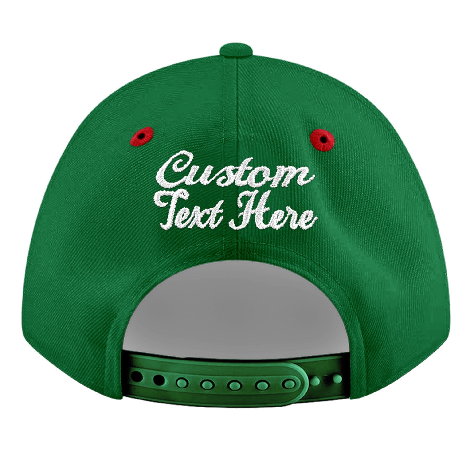 Custom Kelly Green Red 3D Puff Embroidery Flat Embroidery Casual Sport Baseball Cap