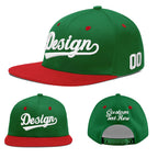 Custom Kelly Green Red 3D Puff Embroidery Flat Embroidery Casual Sport Baseball Cap