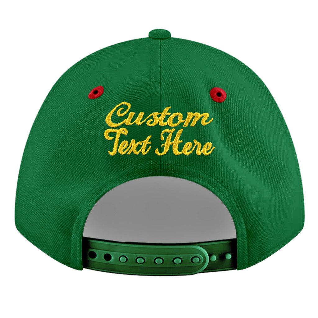 Custom Kelly Green Red 3D Puff Embroidery Flat Embroidery Casual Sport Baseball Cap