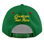 Custom Kelly Green Red 3D Puff Embroidery Flat Embroidery Casual Sport Baseball Cap