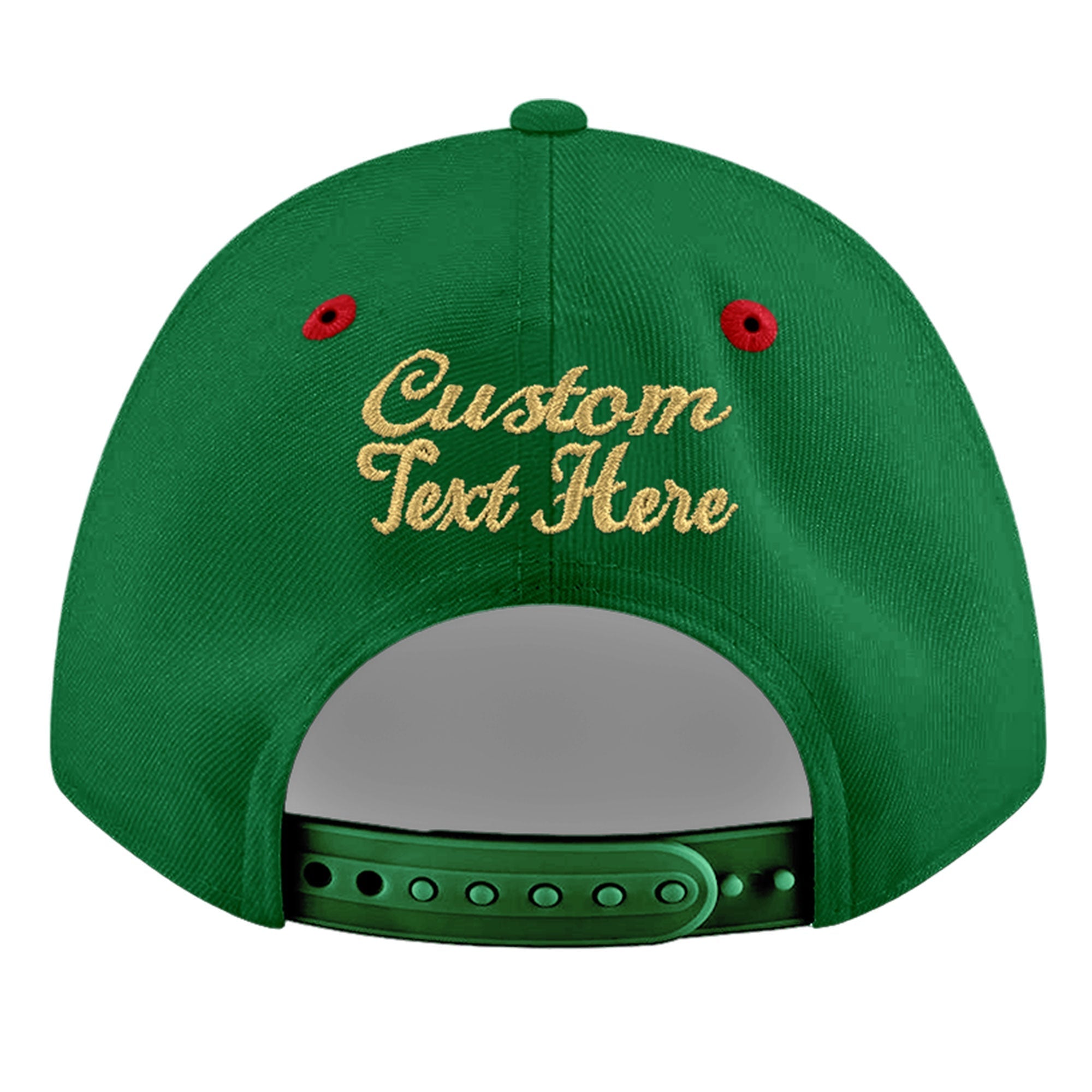 Custom Kelly Green Red 3D Puff Embroidery Flat Embroidery Casual Sport Baseball Cap