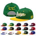 Custom Kelly Green Gold 3D Puff Embroidery Flat Embroidery Casual Sport Baseball Cap
