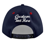 Custom Navy Red 3D Puff Embroidery Flat Embroidery Casual Sport Baseball Cap