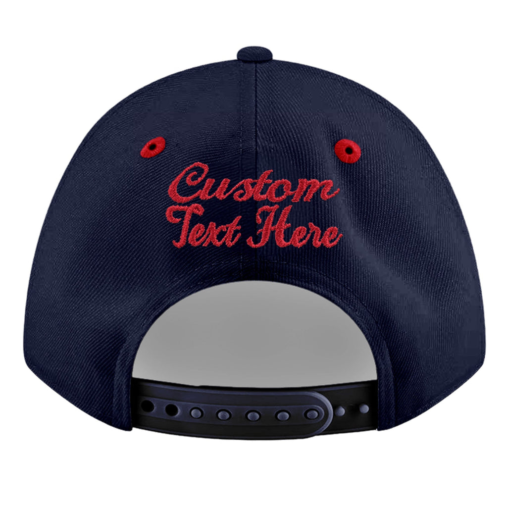 Custom Navy Red 3D Puff Embroidery Flat Embroidery Casual Sport Baseball Cap