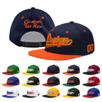Custom Navy Navy Orange 3D Puff Embroidery Flat Embroidery Casual Sport Baseball Cap