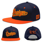 Custom Navy Navy Orange 3D Puff Embroidery Flat Embroidery Casual Sport Baseball Cap