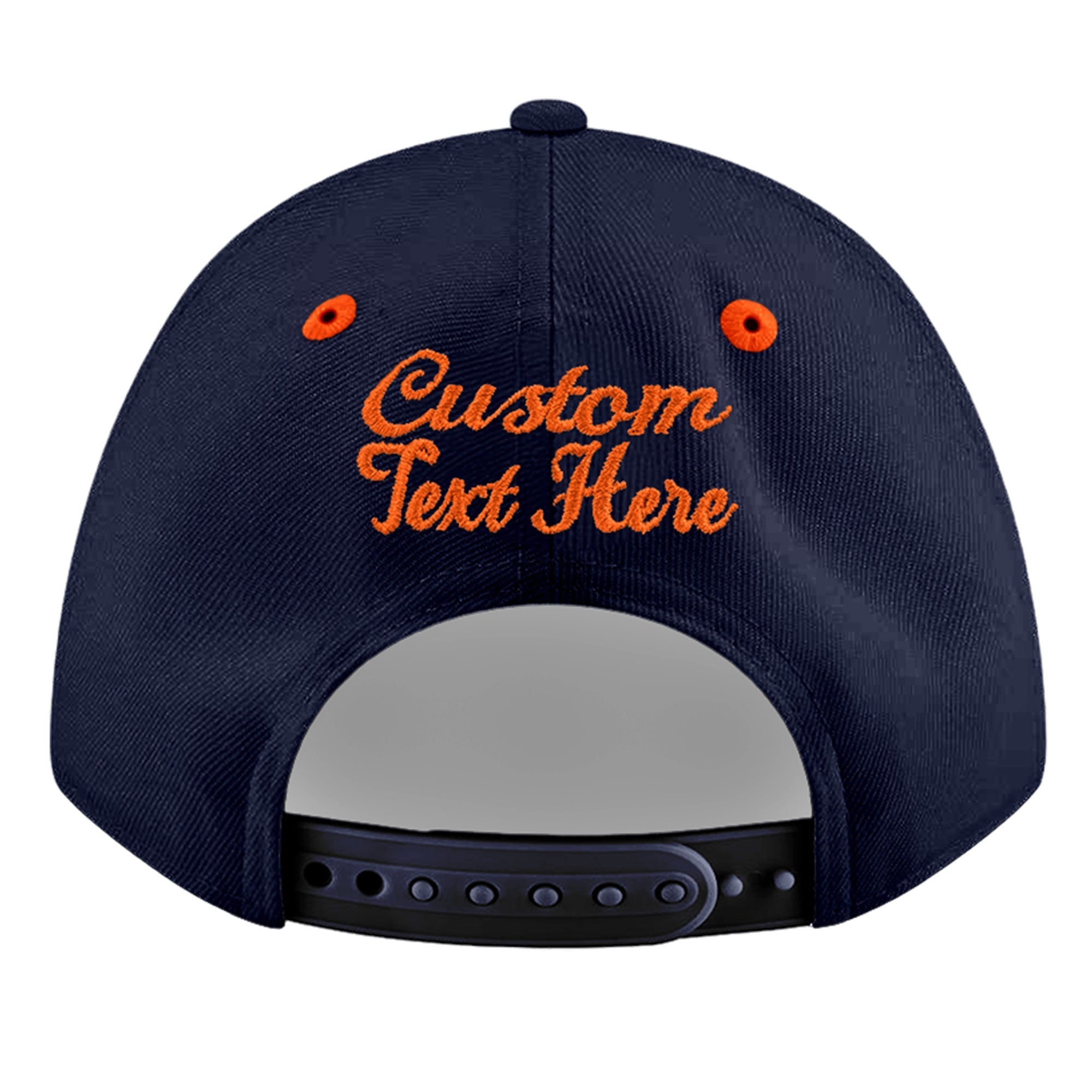 Custom Navy Navy Orange 3D Puff Embroidery Flat Embroidery Casual Sport Baseball Cap
