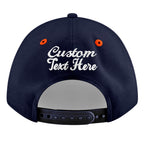Custom Navy Navy Orange 3D Puff Embroidery Flat Embroidery Casual Sport Baseball Cap