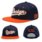 Custom Navy Navy Orange 3D Puff Embroidery Flat Embroidery Casual Sport Baseball Cap