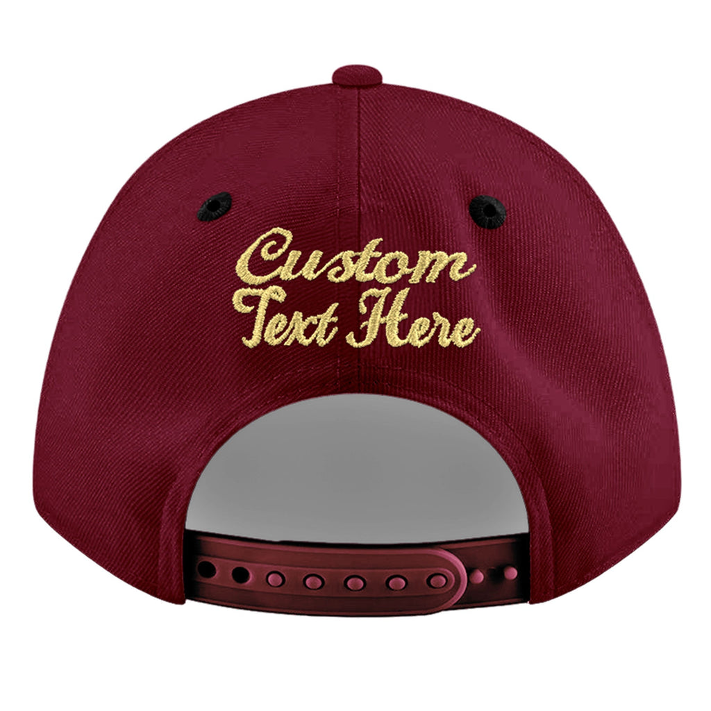 Custom Crimson Black White Orange 3D Puff Embroidery Flat Embroidery Casual Sport Baseball Cap
