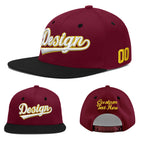 Custom Crimson Black 3D Puff Embroidery Flat Embroidery Casual Sport Baseball Cap