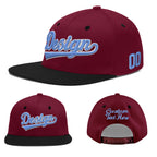 Custom Crimson Black 3D Puff Embroidery Flat Embroidery Casual Sport Baseball Cap