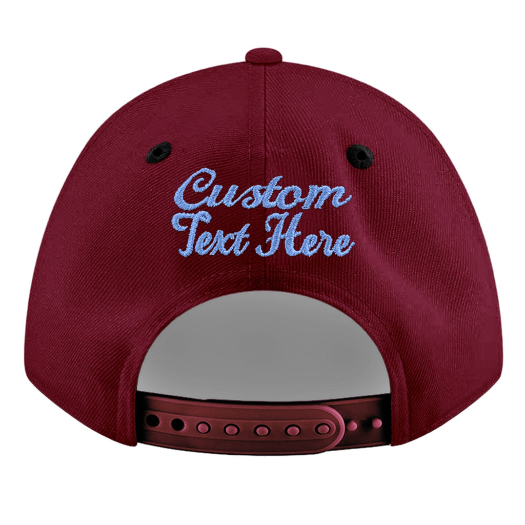 Custom Crimson Black 3D Puff Embroidery Flat Embroidery Casual Sport Baseball Cap