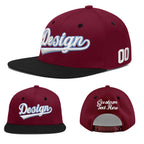 Custom Crimson Black 3D Puff Embroidery Flat Embroidery Casual Sport Baseball Cap